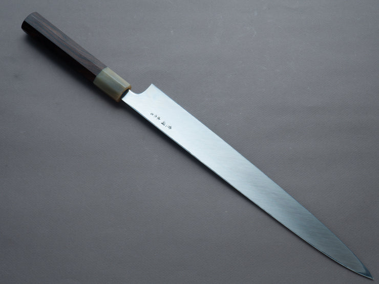 Hitohira - Togashi - Blue #1 - Mizu Honyaki - 330mm Yanagiba - Taihei Ebony Handle - Saya