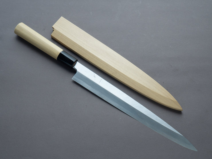 Hitohira - Tanaka x Manzo - Blue #1 -  270mm Yanagiba - Magnolia Handle (D-Shape/ Saya)