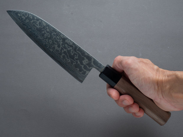 Hitohira - Harima Forged - Blue #2 - Stainless Clad - Nickel Damascus - Santoku - 165mm - Walnut Handle