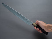 Hitohira - Tanaka x Mosuke - Blue #1 - Damascus - Yanagiba - 300mm - Ebony Handle - Saya