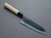 Hitohira - TD - Blue #2 Stainless Clad - Kurouchi - Santoku - 165mm - Magnolia D-Shaped Handle