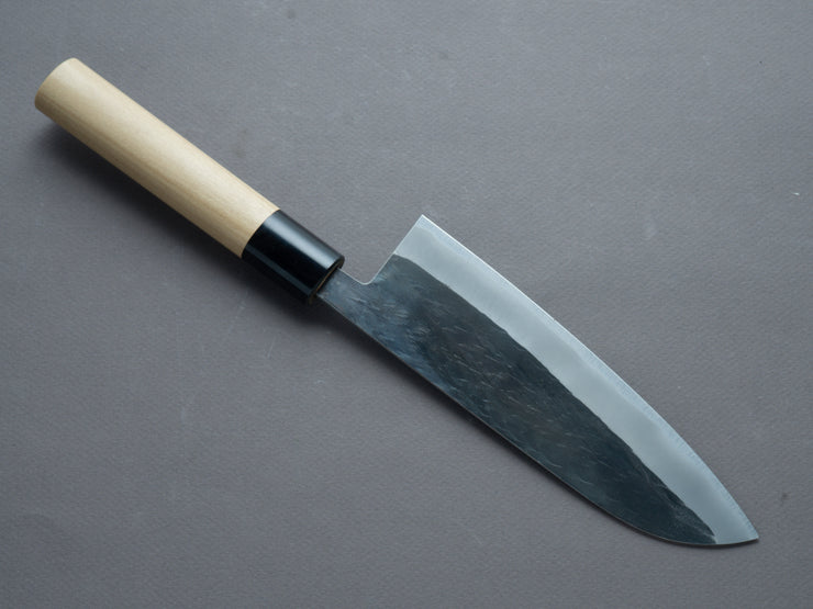 Hitohira - TD - Blue #2 Stainless Clad - Kurouchi - Santoku - 165mm - Magnolia D-Shaped Handle