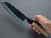 Hitohira - TD - Blue #2 Stainless Clad - Kurouchi - Santoku - 165mm - Magnolia D-Shaped Handle