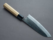 Hitohira - TD - Blue #2 Stainless Clad - Kurouchi - Santoku - 165mm - Magnolia Handle