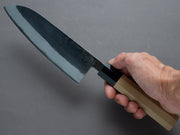 Hitohira - TD - Blue #2 Stainless Clad - Kurouchi - Santoku - 165mm - Magnolia Handle