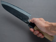 Hitohira - TD - Blue #2 Stainless Clad - Kurouchi - Santoku - 165mm - Magnolia Handle