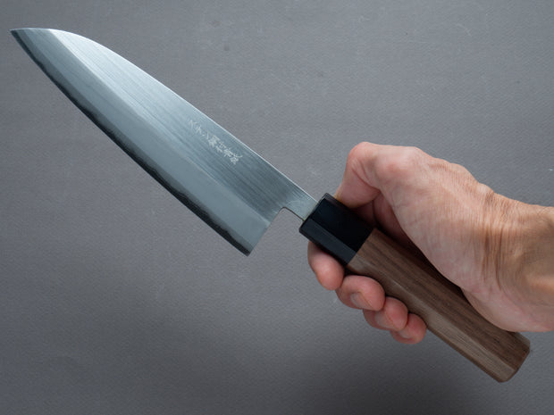 Hitohira - Harima Forged - Stainless Clad - Blue #2 - Migaki - Santoku - 165mm - Walnut Handle