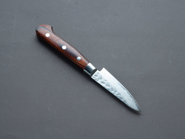 Hitohira - Imojiya ST - Tsuchime Damascus - Paring - Western Imitation Mahogany Handle