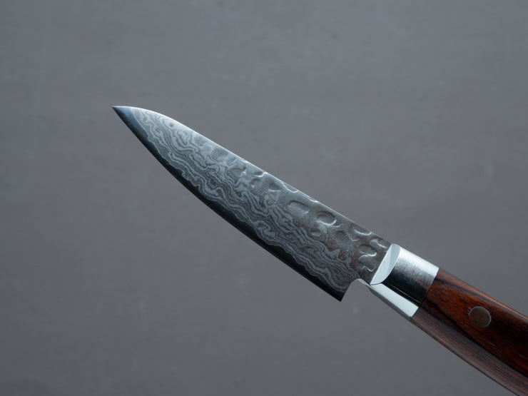 Hitohira - Imojiya ST - Tsuchime Damascus - Paring - Western Imitation Mahogany Handle