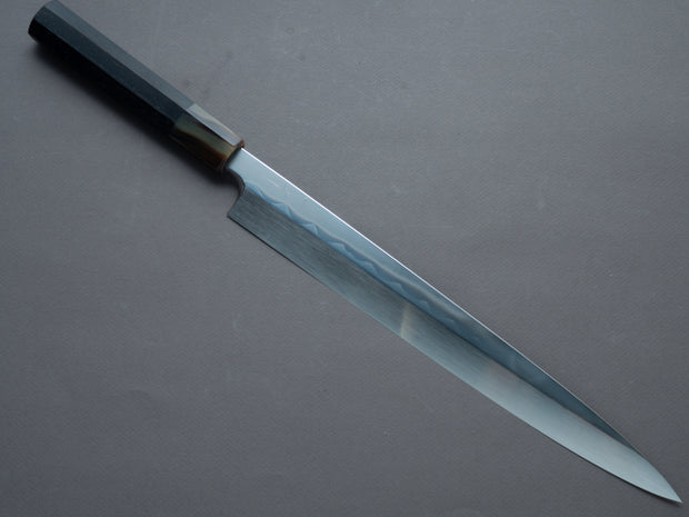 Hitohira - Togashi - Blue #1 - Mizu Honyaki -  300mm Yanagiba - Taihei Ebony Handle (Saya)