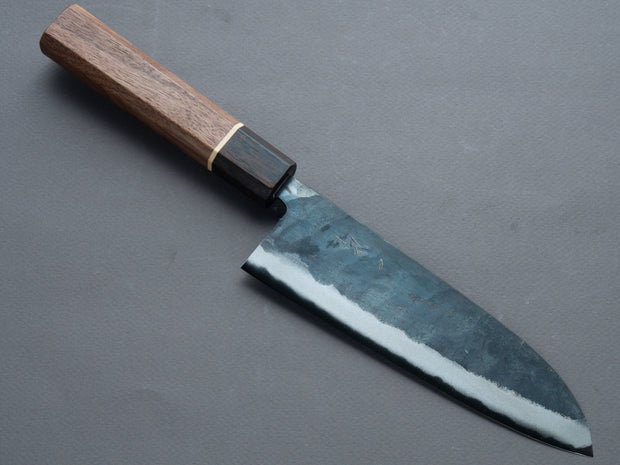 Hitohira - Tosa - White #2 - Kurouchi - Santoku - 165mm - Walnut Handle (Ziricote Ferrule)