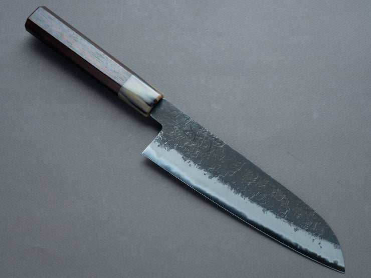 Hitohira - Hinode - Nashiji - White #2 - Santoku 180mm - Ebony Handle (White Horn)