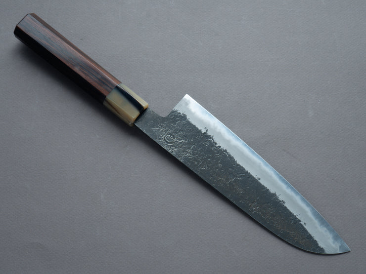 Hitohira - Hinode - Nashiji - White #2 - Santoku 180mm - Ebony Handle (White Horn)