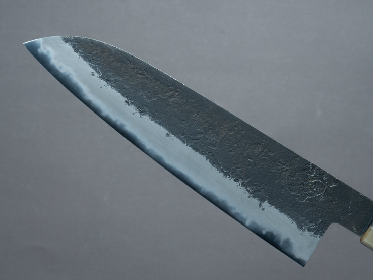 Hitohira - Hinode - Nashiji - White #2 - Santoku 180mm - Ebony Handle (White Horn)