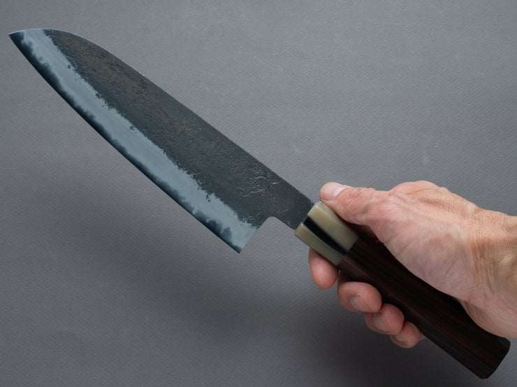 Hitohira - Hinode - Nashiji - White #2 - Santoku 180mm - Ebony Handle (White Horn)