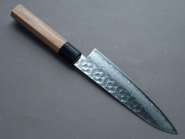 Hitohira - HG - Tsuchime - Damascus - Gyuto - 180mm - Walnut Handle