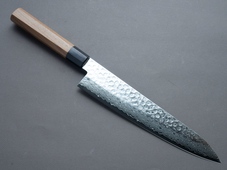 Hitohira - HG - Tsuchime Damascus - Gyuto - 240mm - Walnut Handle