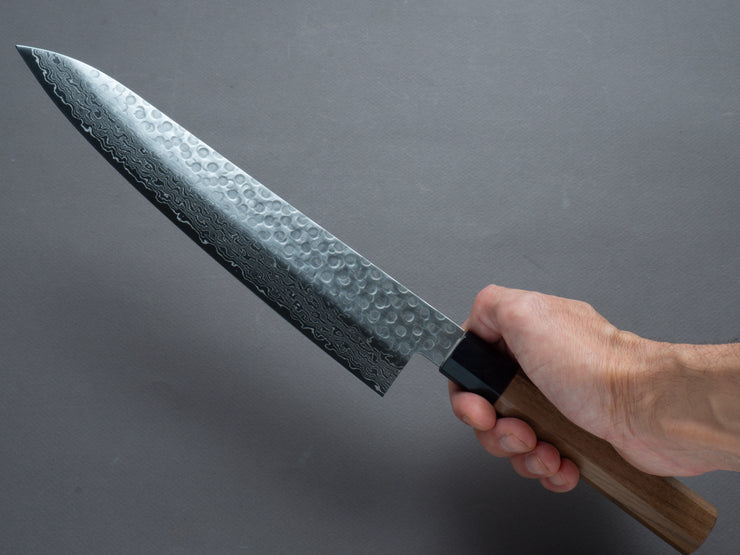 Hitohira - HG - Tsuchime Damascus - Gyuto - 240mm - Walnut Handle