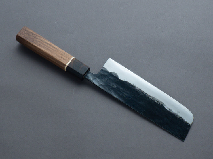 Hitohira - Blue #1 - Kurouchi - Nakiri 165mm - Walnut Handle