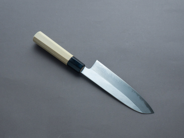 Hitohira - Gorobei x Ren - White #2 - Damascus - 180mm - Santoku - Magnolia Handle