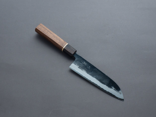 Hitohira - Blue #1 - Kurouchi - Santoku 165mm - Walnut Handle