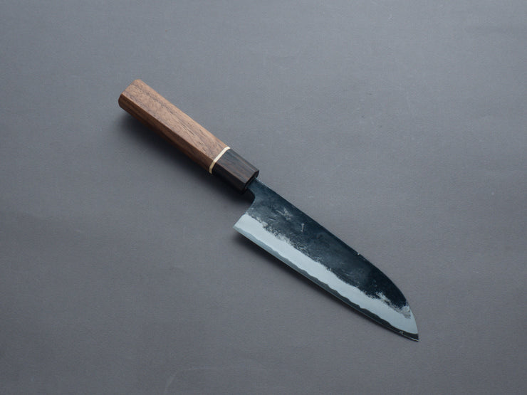 Hitohira - Blue #1 - Kurouchi - Santoku 165mm - Walnut Handle