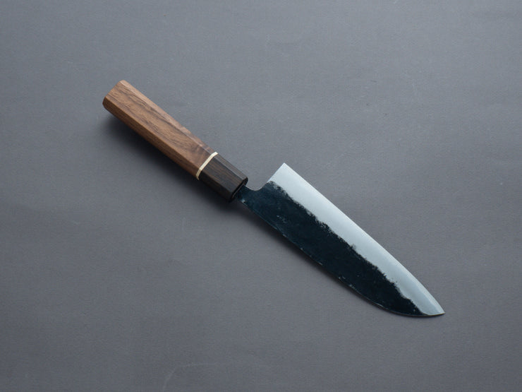 Hitohira - Blue #1 - Kurouchi - Santoku 165mm - Walnut Handle