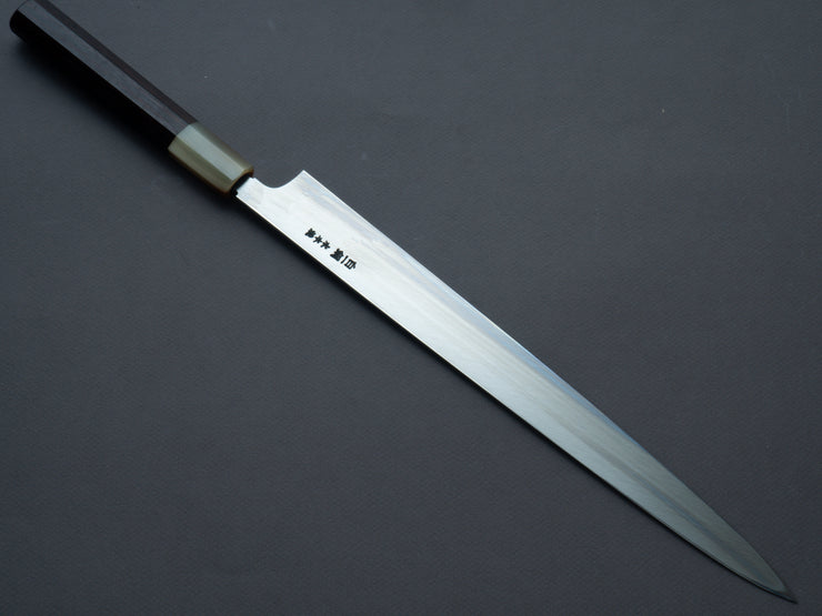 Hitohira - Togashi - White #1 - Mizu Honyaki - Fugubiki - 300mm - Taihei Makassar Ebony Handle (w/ saya)