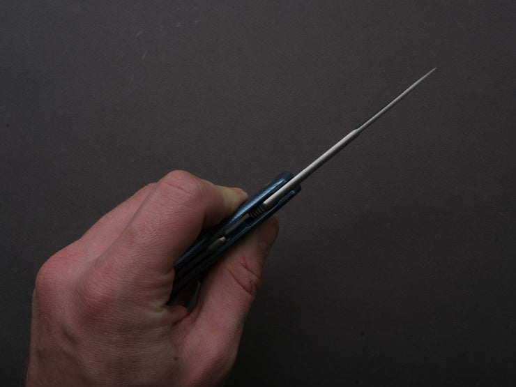 LionSTEEL - Folding Knife - Q4TTRO - Frame Lock - Magnacut - 84mm - Blue Titanium