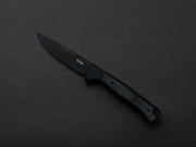 lionSTEEL - SOLID Folding Knife - Frame Lock - Skinny - MagnaCut - 85mm - Black Stonewash - Black Aluminum Handle