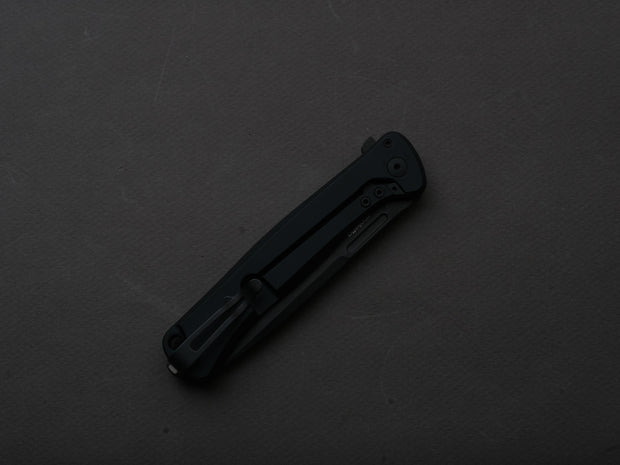 lionSTEEL - SOLID Folding Knife - Frame Lock - Skinny - MagnaCut - 85mm - Black Stonewash - Black Aluminum Handle