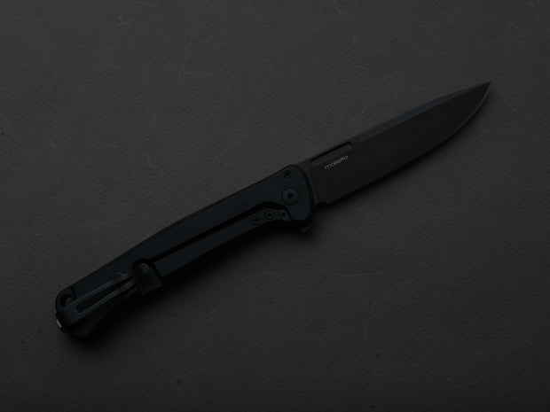 lionSTEEL - SOLID Folding Knife - Frame Lock - Skinny - MagnaCut - 85mm - Black Stonewash - Black Aluminum Handle