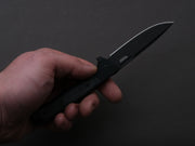 lionSTEEL - SOLID Folding Knife - Frame Lock - Skinny - MagnaCut - 85mm - Black Stonewash - Black Aluminum Handle