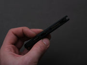 lionSTEEL - SOLID Folding Knife - Frame Lock - Skinny - MagnaCut - 85mm - Black Stonewash - Black Aluminum Handle