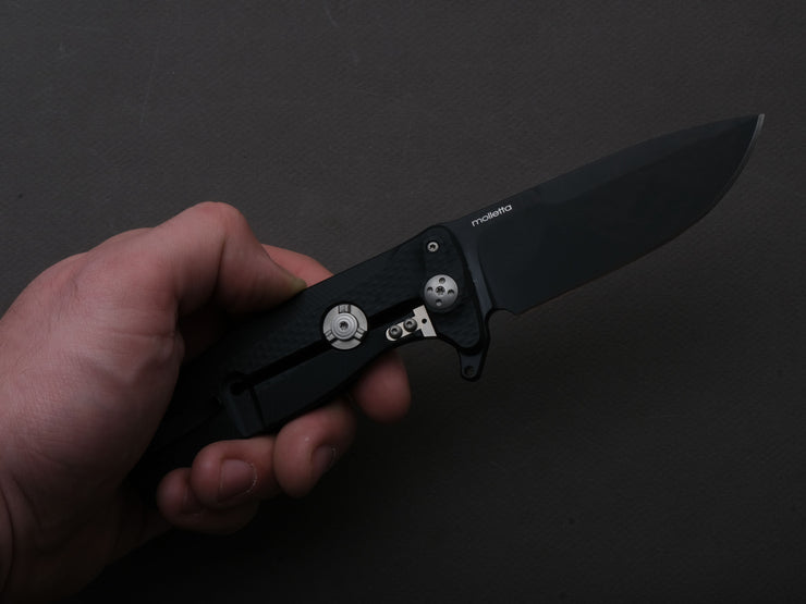 lionSTEEL - SOLID Folding Knife - SR11 - Sleipner - 90mm - Black Aluminum - Black Mil Spec