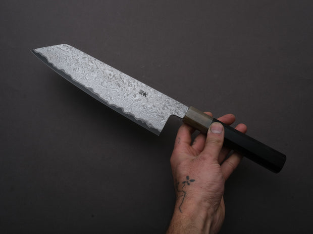 Sakai Kikumori - YOGIRI - Super Blue - Forced Patina - Kiritsuke Gyuto - 225mm - Ebony Handle