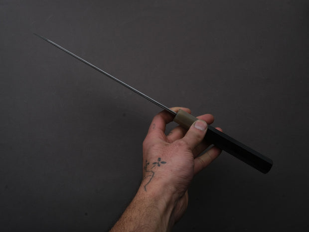 Sakai Kikumori - YOGIRI - Super Blue - Forced Patina - Kiritsuke Gyuto - 225mm - Ebony Handle