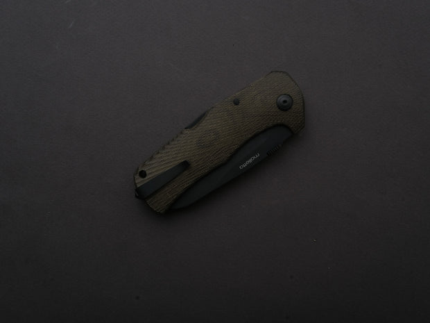 lionSTEEL - SOLID Folding Knife - TM1B - Sleipner - 90mm - Lock Back - Green Micarta Handle - Mil Spec