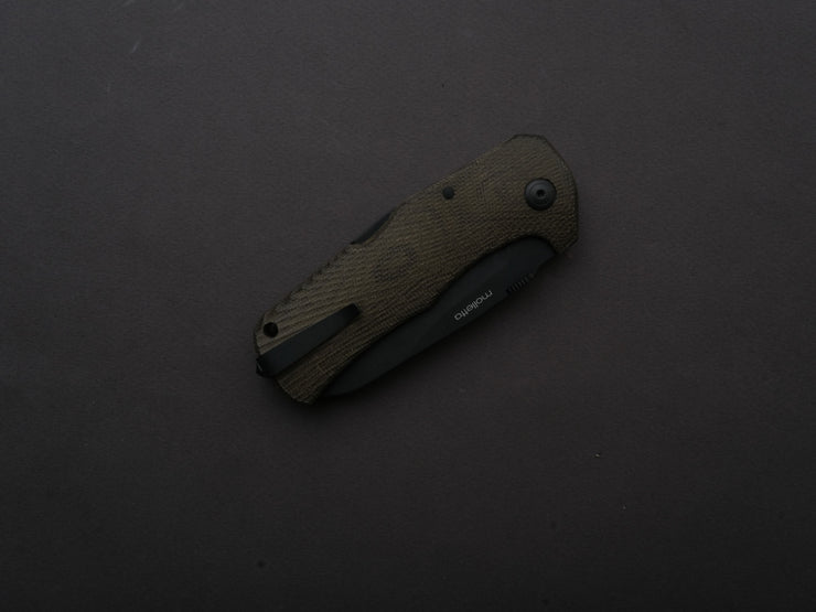 lionSTEEL - SOLID Folding Knife - TM1B - Sleipner - 90mm - Lock Back - Green Micarta Handle - Mil Spec