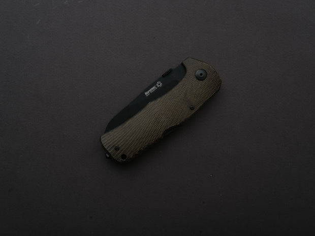 lionSTEEL - SOLID Folding Knife - TM1B - Sleipner - 90mm - Lock Back - Green Micarta Handle - Mil Spec