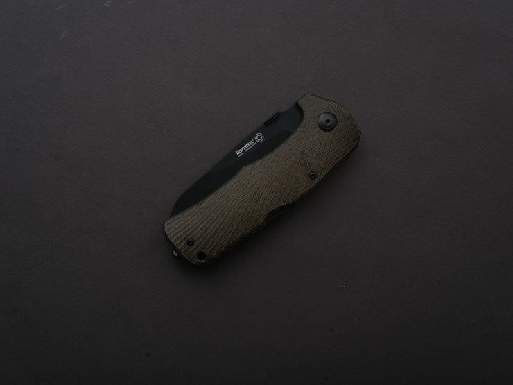 lionSTEEL - SOLID Folding Knife - TM1B - Sleipner - 90mm - Lock Back - Green Micarta Handle - Mil Spec