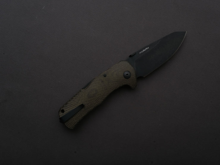lionSTEEL - SOLID Folding Knife - TM1B - Sleipner - 90mm - Lock Back - Green Micarta Handle - Mil Spec
