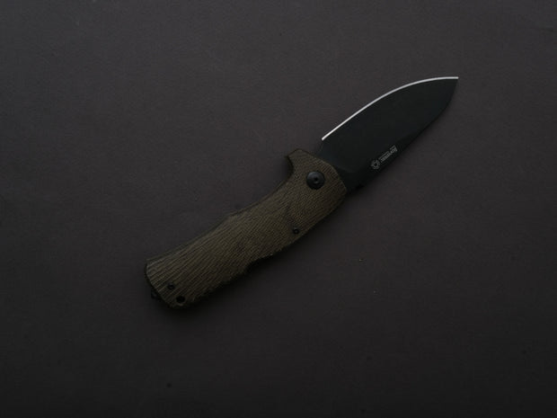 lionSTEEL - SOLID Folding Knife - TM1B - Sleipner - 90mm - Lock Back - Green Micarta Handle - Mil Spec