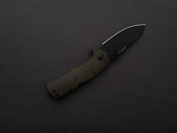 lionSTEEL - SOLID Folding Knife - TM1B - Sleipner - 90mm - Lock Back - Green Micarta Handle - Mil Spec