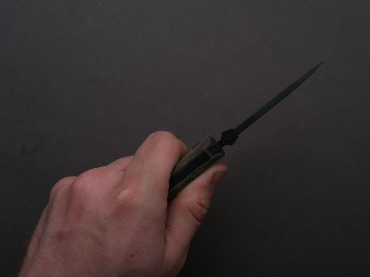 lionSTEEL - SOLID Folding Knife - TM1B - Sleipner - 90mm - Lock Back - Green Micarta Handle - Mil Spec