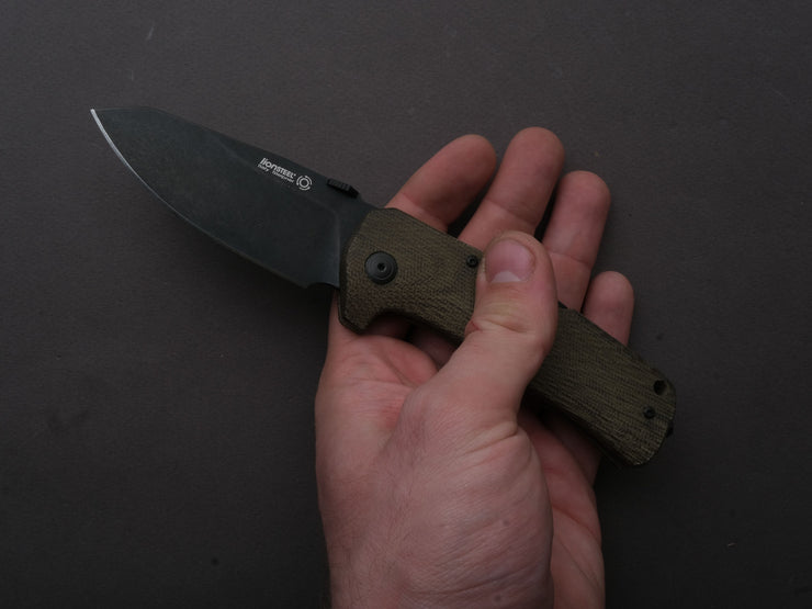 lionSTEEL - SOLID Folding Knife - TM1B - Sleipner - 90mm - Lock Back - Green Micarta Handle - Mil Spec