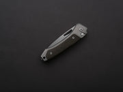 lionSTEEL - Folding Knife - Button Lock - Twain - MagnaCut - 80mm - Titanium Handle w/ Green Canvas Inlay