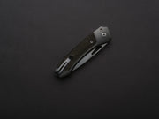 lionSTEEL - Folding Knife - Button Lock - Twain - MagnaCut - 80mm - Titanium Handle w/ Green Canvas Inlay