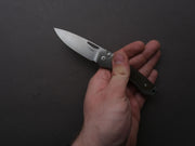 lionSTEEL - Folding Knife - Button Lock - Twain - MagnaCut - 80mm - Titanium Handle w/ Green Canvas Inlay