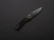 lionSTEEL - Folding Knife - Button Lock - Twain - MagnaCut - 80mm - Bronze Titanium Handle w/ Carbon Fiber Inlay